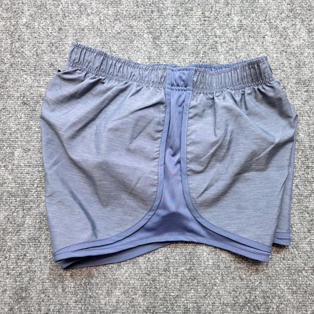 Nike Dri-FIT Women's Large Blue Heathered Running Shorts 3 Inseam Mesh Inset Gym